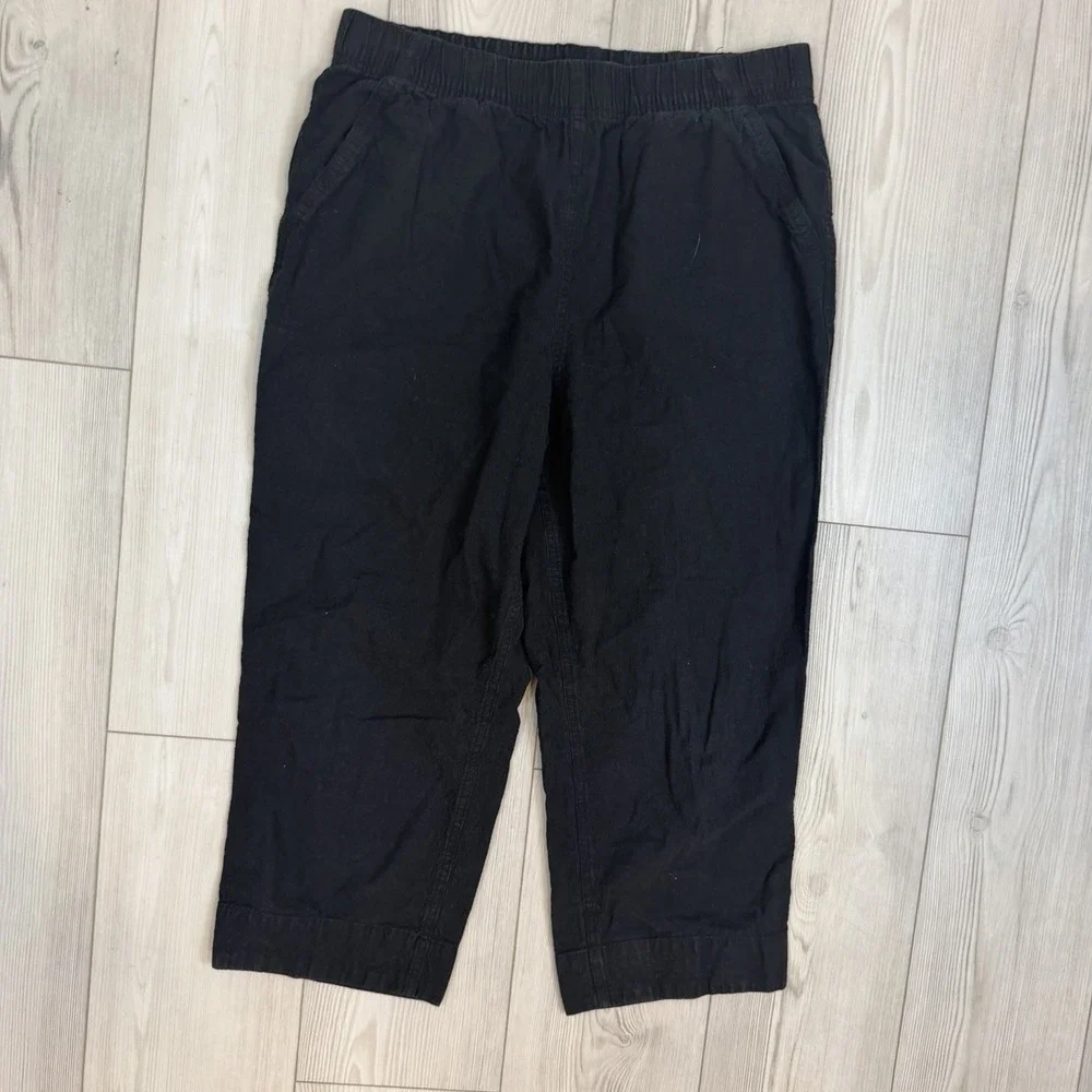 Duluth Trading Size 12 Overeasy Lightweight Hemp Capris Pants Black 60975‎